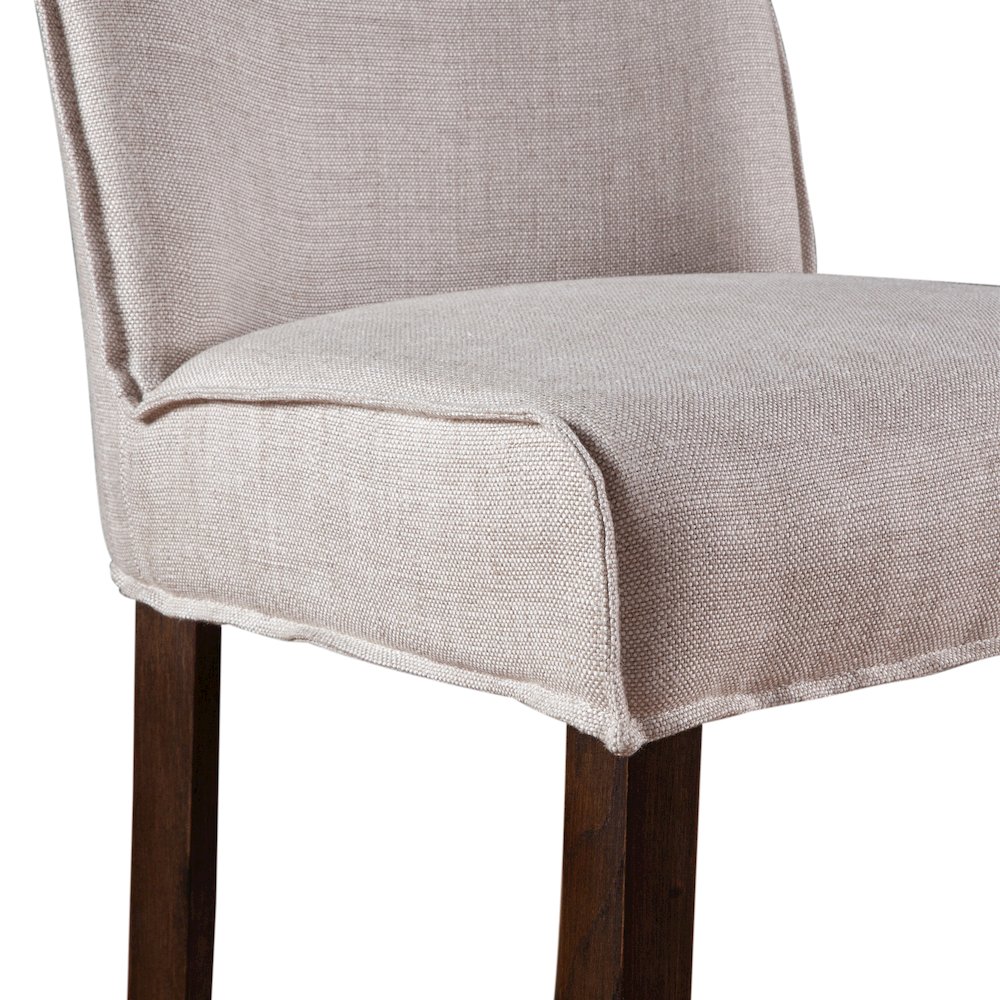 Avery 20" Counter Chair with White Linen and Dark Legs. Picture 6