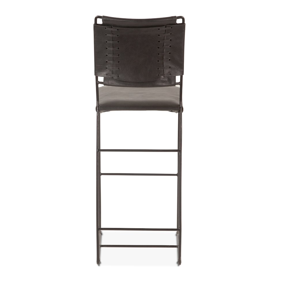 Melbourne Buffalo Leather and Iron Counter Chair in Black. Picture 3