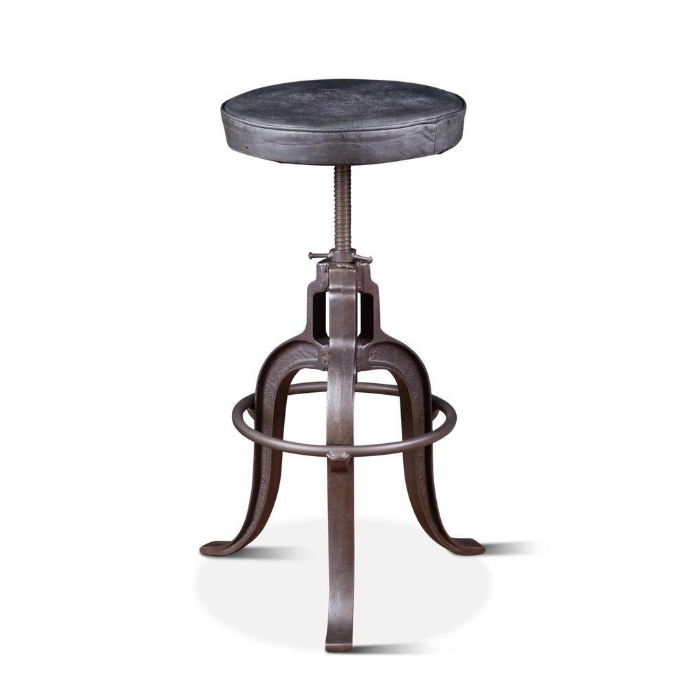Sterling Height Adjustable Barstool in Black Leather. Picture 1