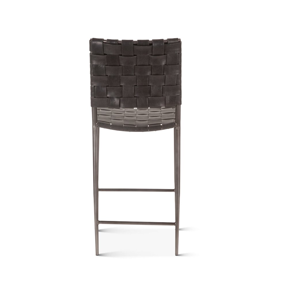 Lund 17in Buffalo Leather and Iron Counter Chair Black. Picture 3