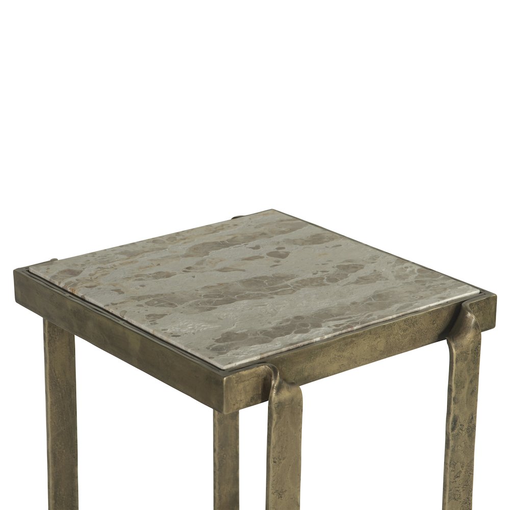 Rhodes 20" Side Table with Marble and Antique Brass. Picture 2