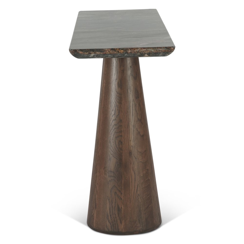 Caldera Console Table with Lava Marble and Dark Oak Base. Picture 3