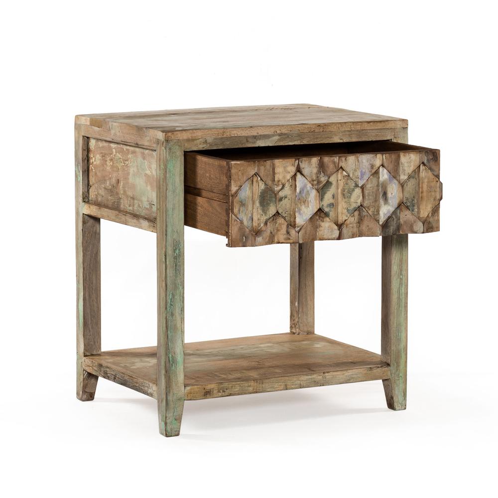 Coastal Vintage Teak Wood Nightstand, Belen Kox. Picture 1