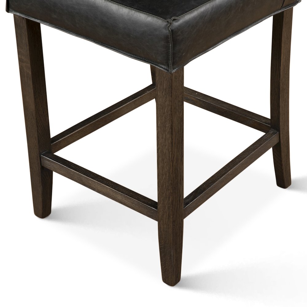 Aven Counter Chair in Black Leather with Dark Legs. Picture 7
