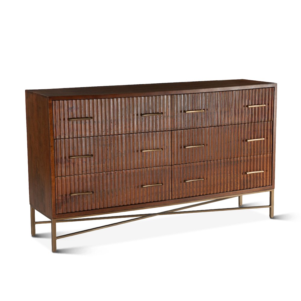 Manhattan Retro Mid Century Acacia Wood Dresser. Picture 2