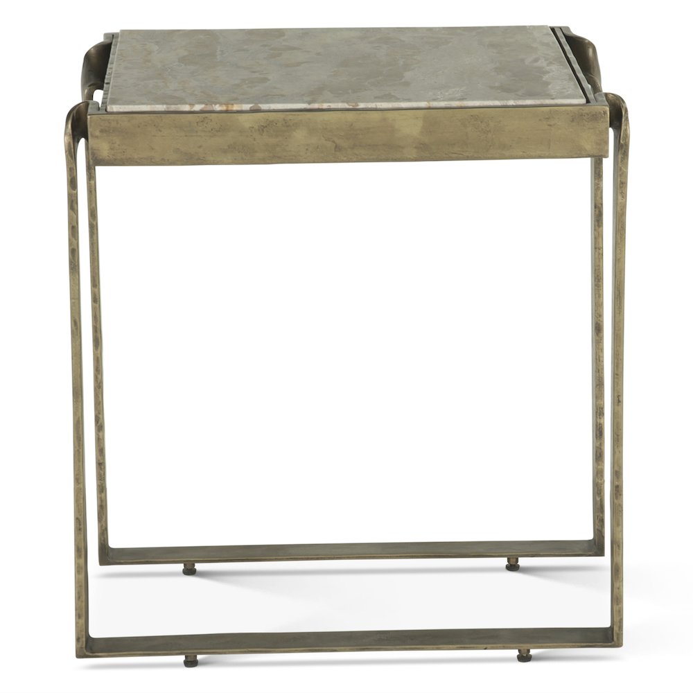Rhodes 20" Side Table with Marble and Antique Brass. Picture 3