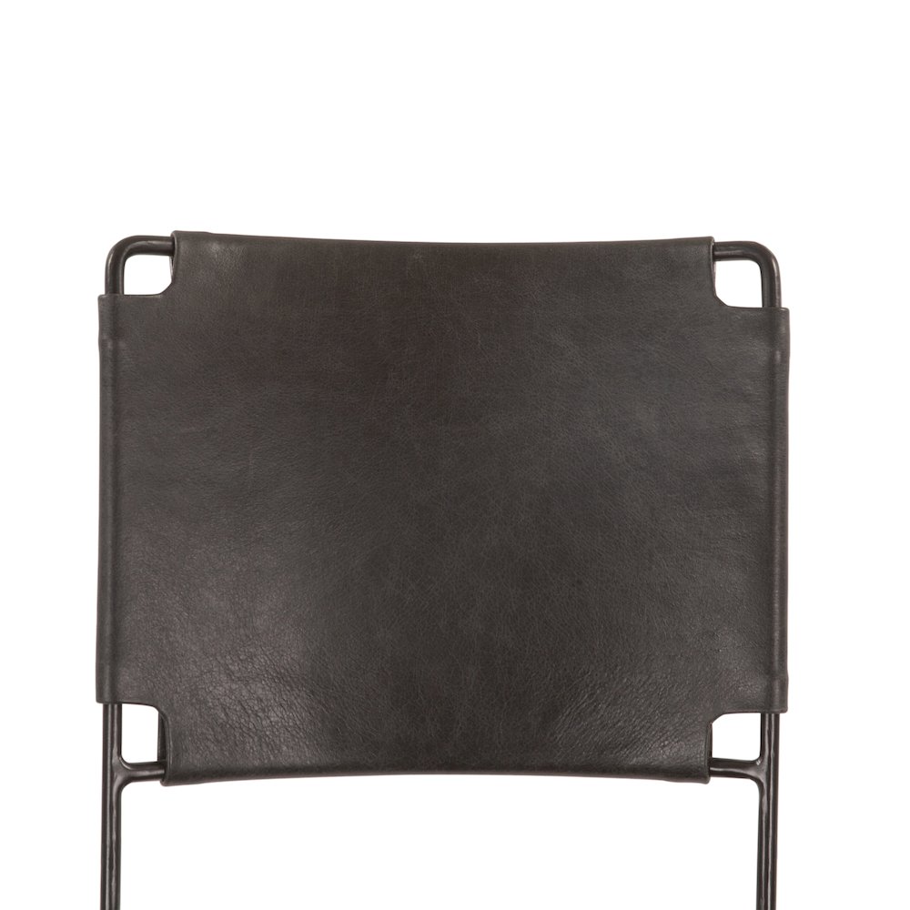 Melbourne Buffalo Leather and Iron Counter Chair in Black. Picture 4