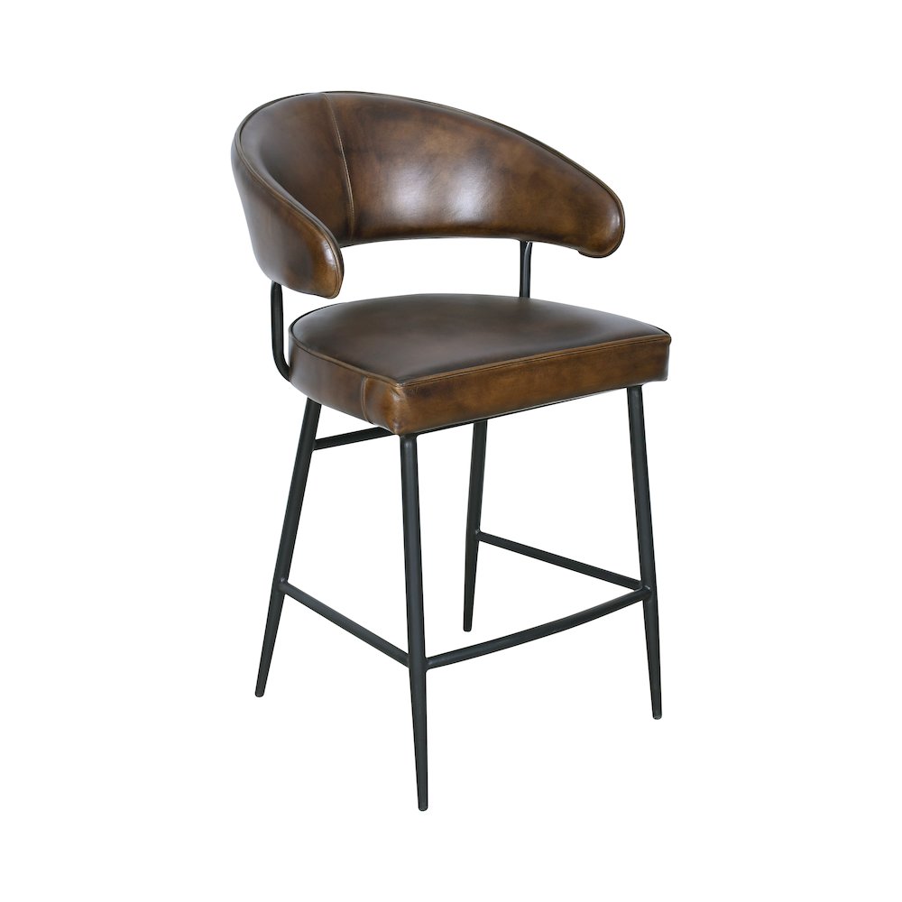 Brisbane Dover Counter Chair in Washed Chestnut Leather. Picture 2