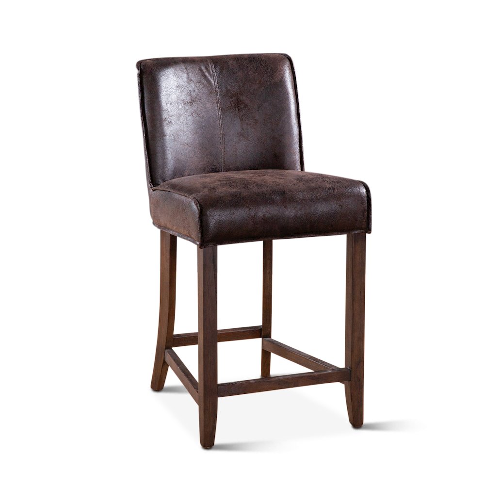 Avery Counter Chair In Dark Brown Leather With Matte Brown Legs. Picture 2