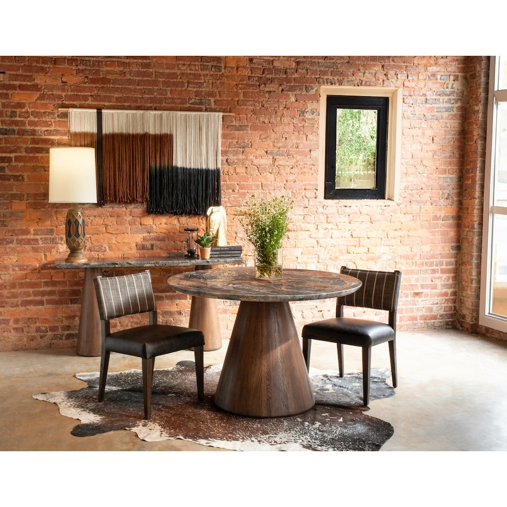 Caldera Console Table with Lava Marble and Dark Oak Base. Picture 5