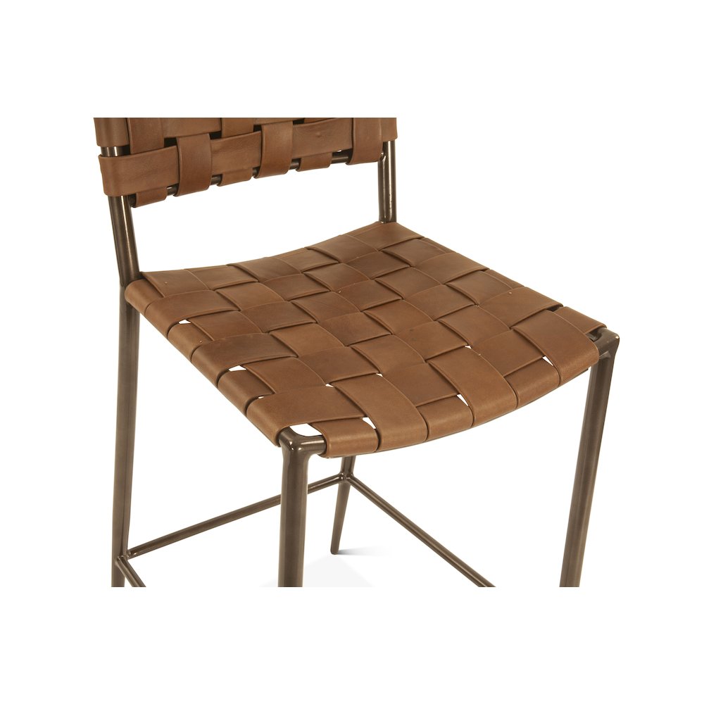 Lund 17" Counter Chair in Tobacco Buffalo Leather with Iron. Picture 5