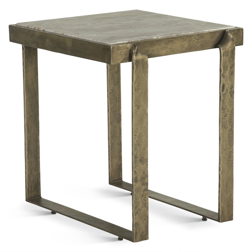 Rhodes 20" Side Table with Marble and Antique Brass. Picture 1