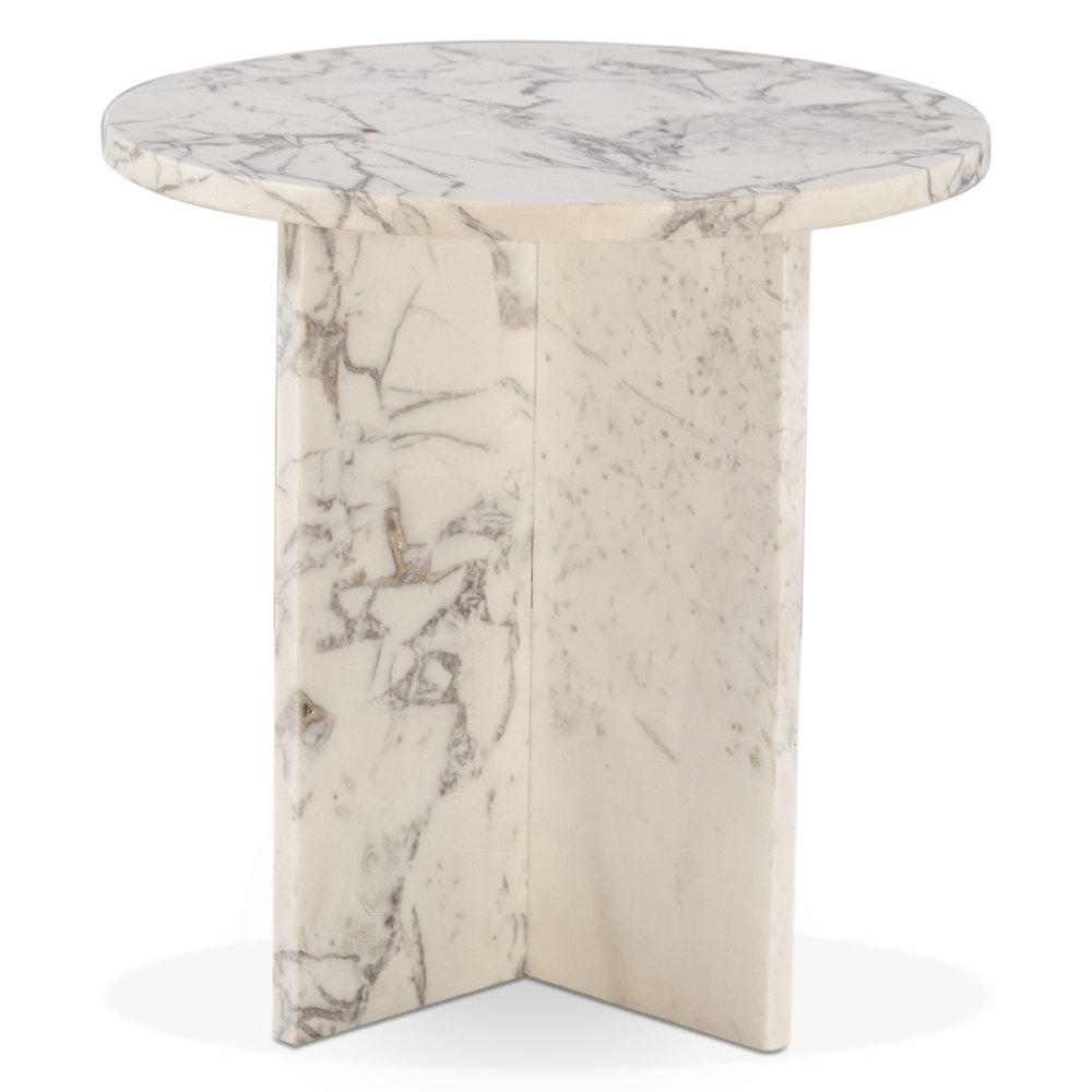 Giza 20" Side Table in Alabaster Marble. Picture 4