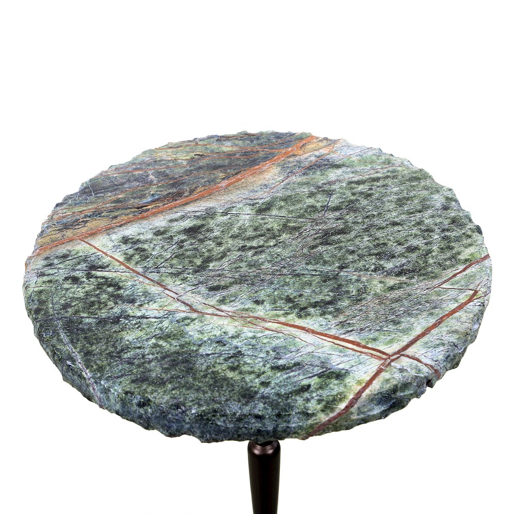 Harbor 15" Accent Table with Green Bidasar Marble and Iron. Picture 5