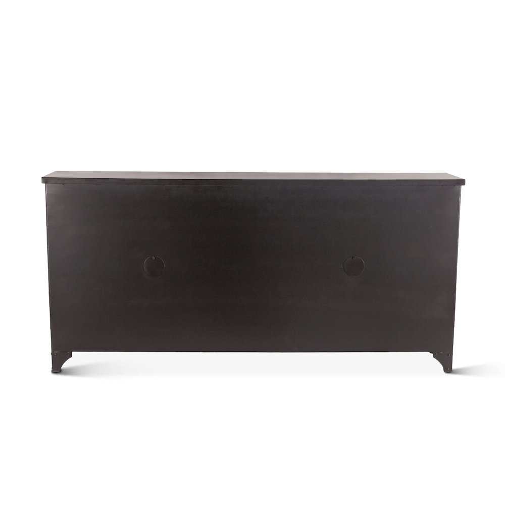 Neapolitan 80" Iron and Glass Sideboard Matte Black. Picture 4