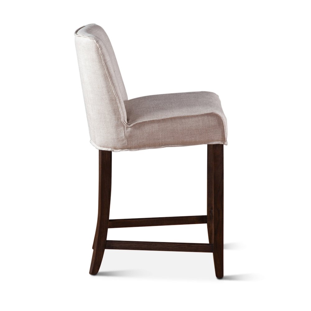 Avery 20" Counter Chair with White Linen and Dark Legs. Picture 7