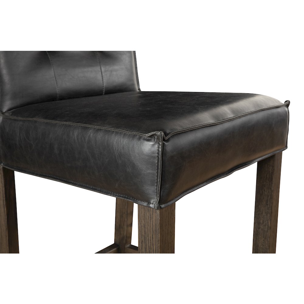Aven Counter Chair in Black Leather with Dark Legs. Picture 1
