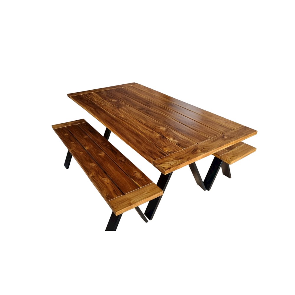 Cyprus 80" Patio Dining Table in Natural Teak. Picture 4
