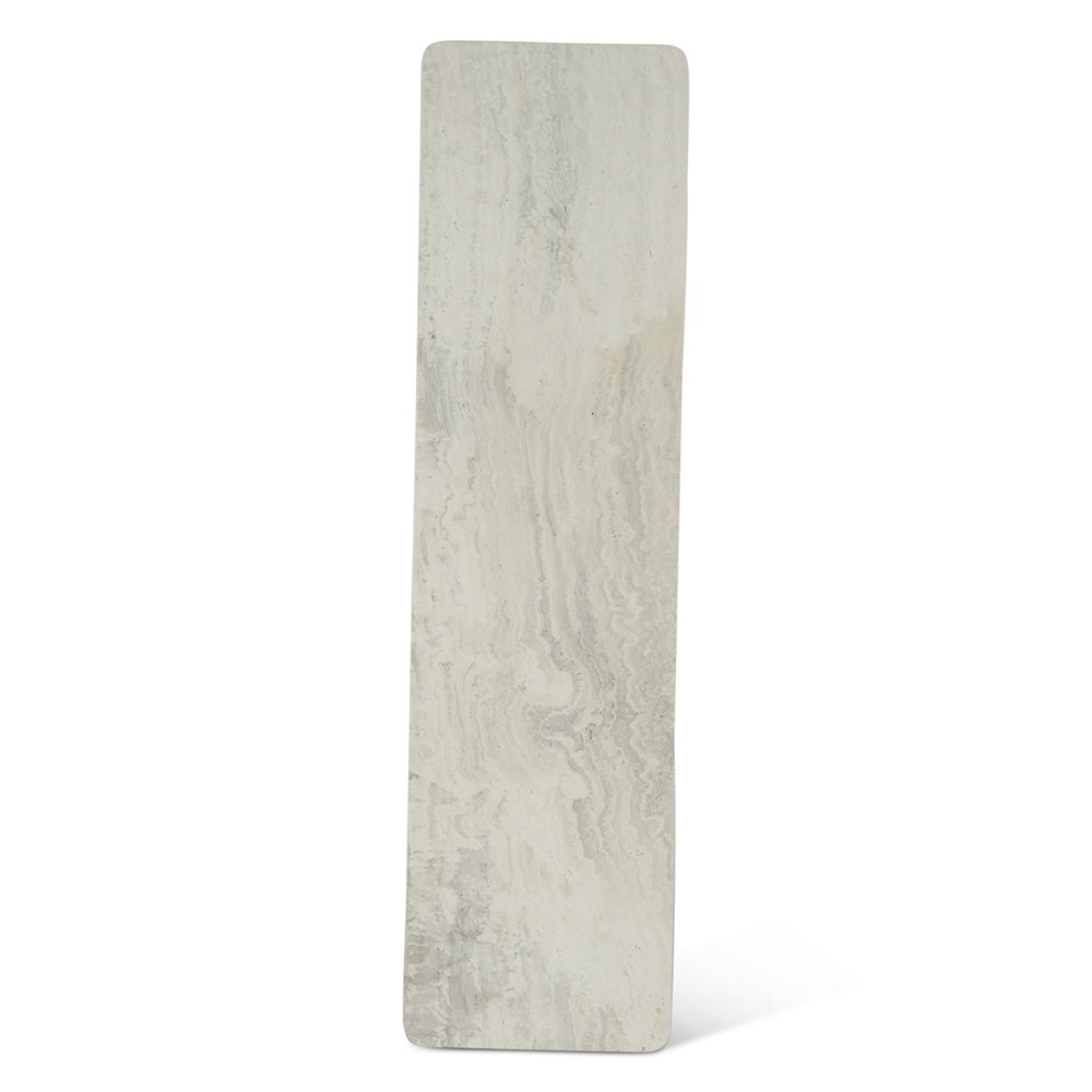 Caldera Console Table with White Travertine and Light Oak Base. Picture 4