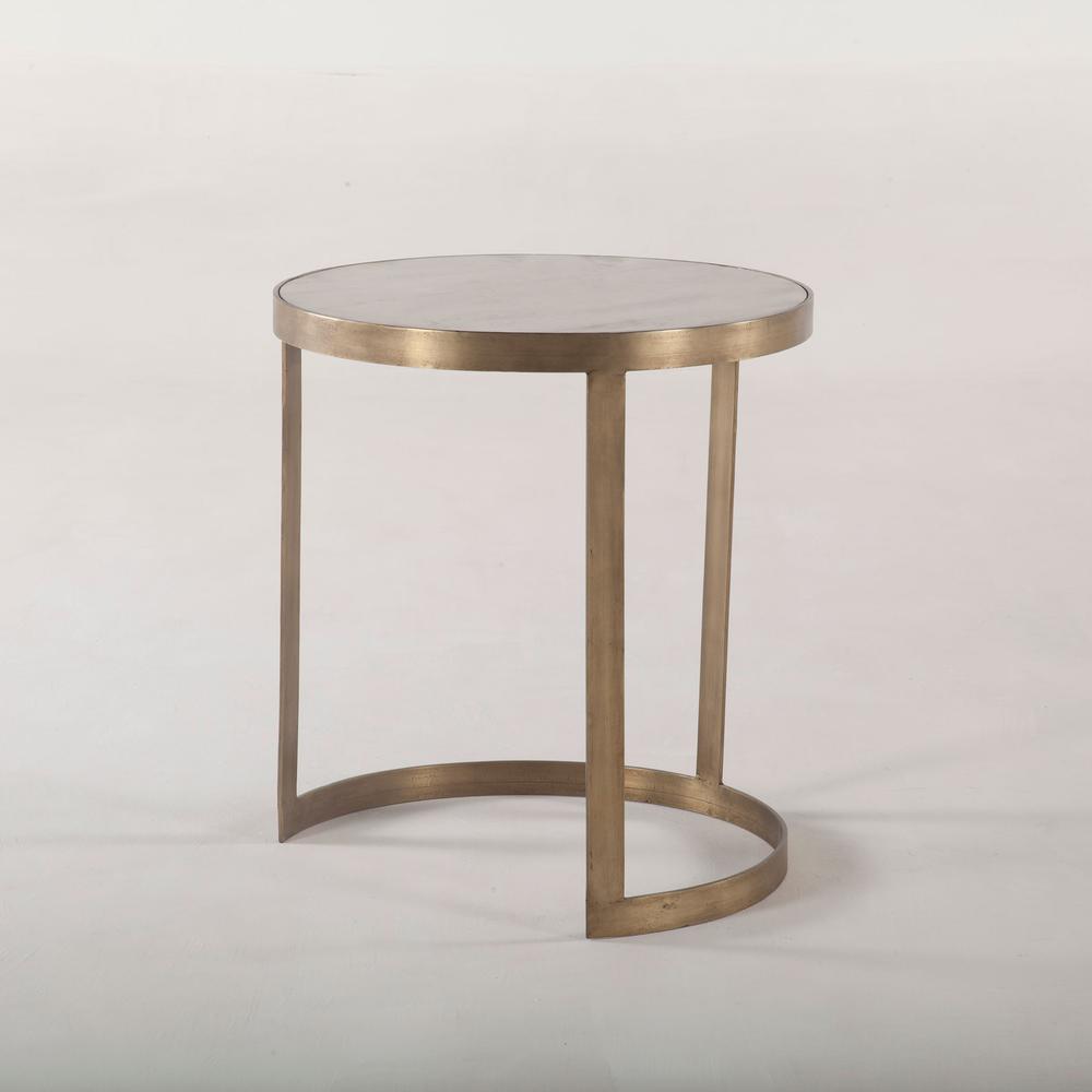 Leonardo White Marble Side Tables with Antique Bonze Base, Set of 2. Picture 4