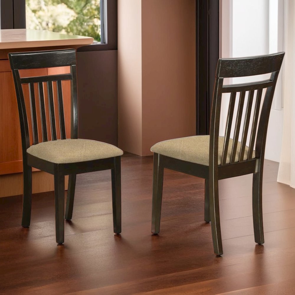 Elegant Slat Back Dining Chairs – Wooden Kitchen Chairs, Set of 2. Picture 2