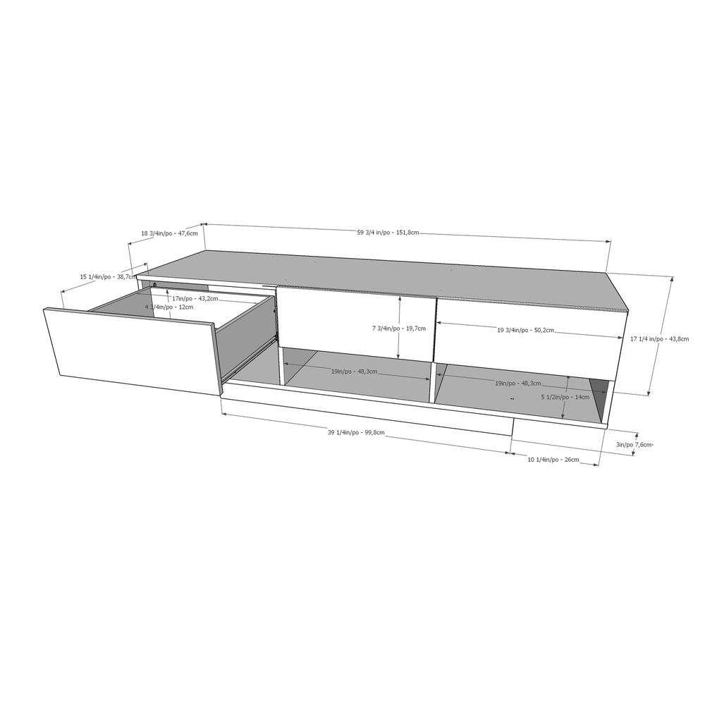 60-Inch Tv Stand With 3-Drawers, Walnut. Picture 5