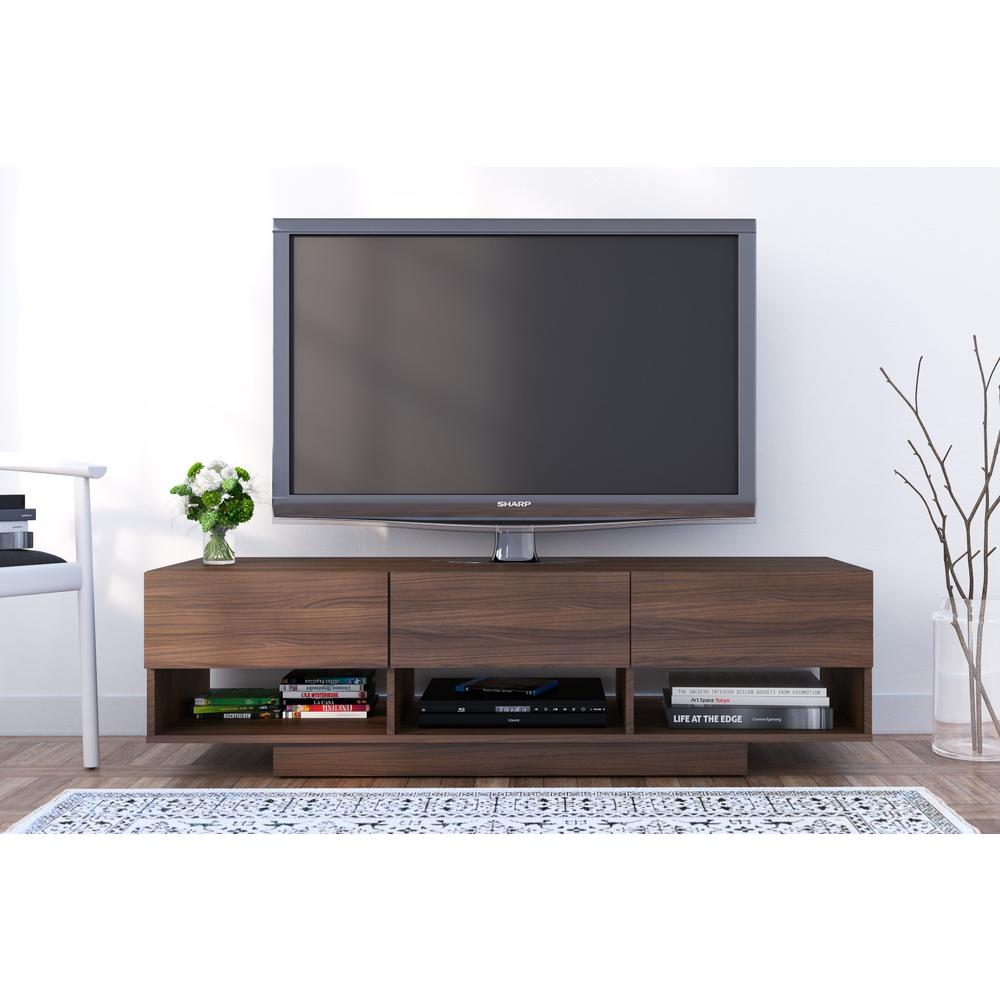 60-Inch Tv Stand With 3-Drawers, Walnut. Picture 3