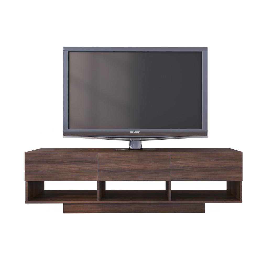 60-Inch Tv Stand With 3-Drawers, Walnut. Picture 2