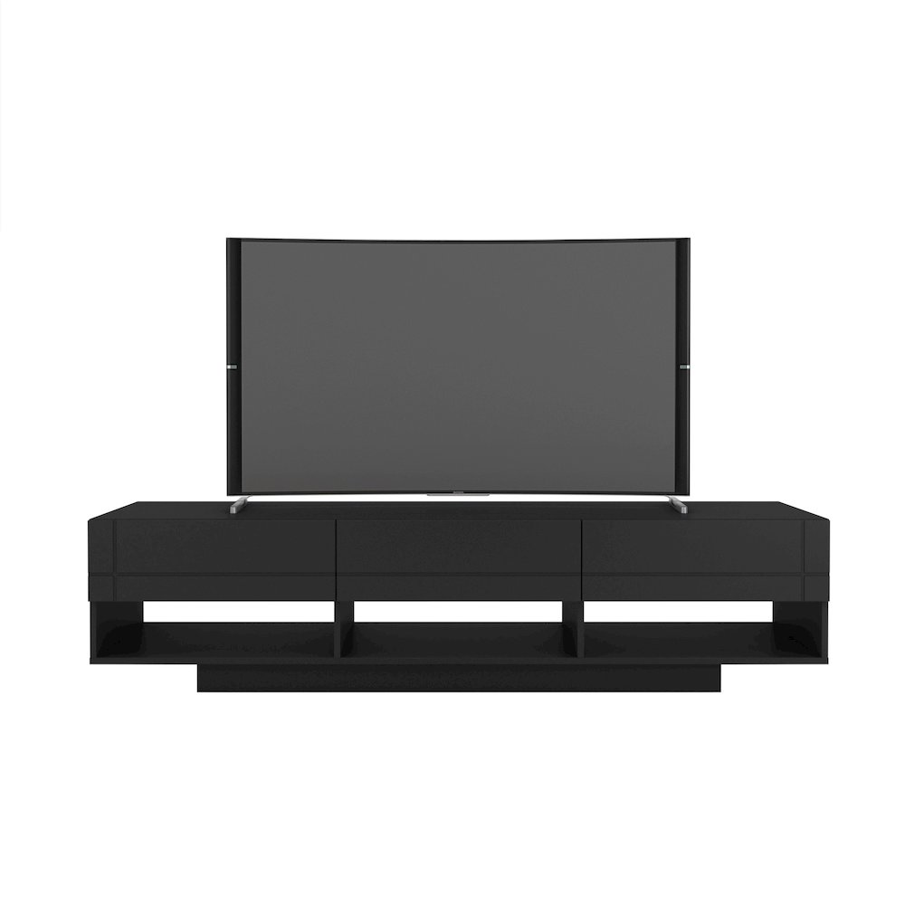 72-Inch Tv Stand With 3-Drawers In Black. Picture 2