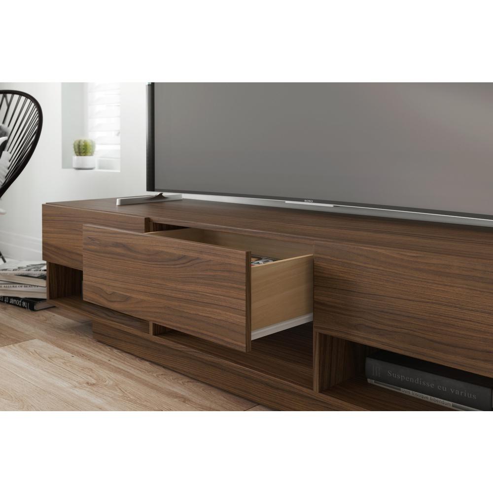 72-Inch Tv Stand With 3-Drawers, Walnut. Picture 4