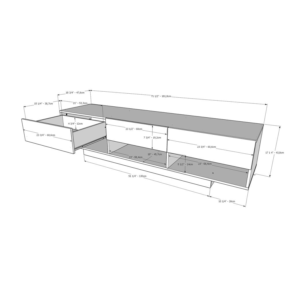72-Inch Tv Stand With 3-Drawers, Golden Maple. Picture 5