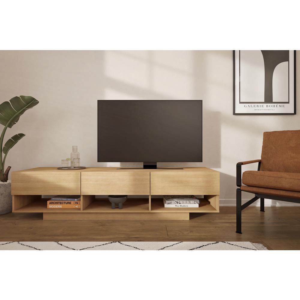 72-Inch Tv Stand With 3-Drawers, Golden Maple. Picture 3