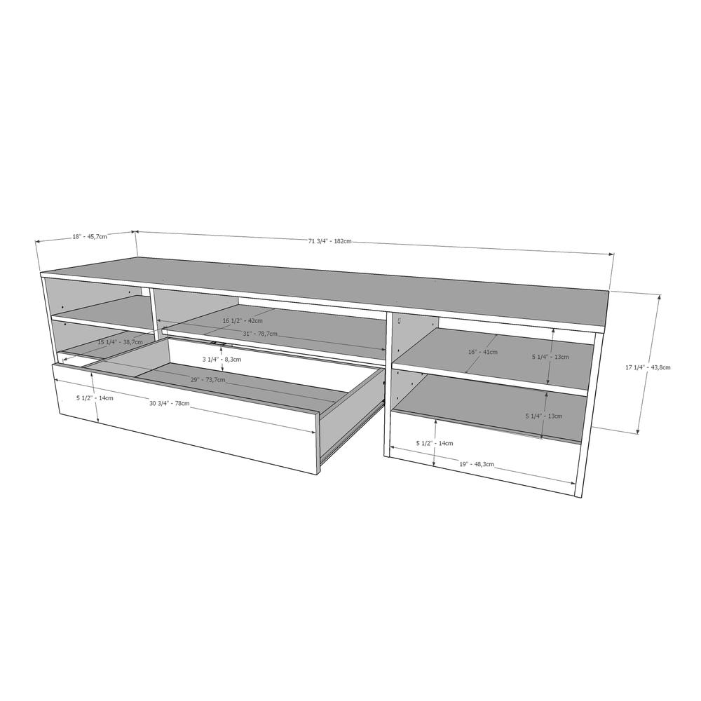 72-Inch Tv Stand With A Drawer, Black. Picture 5