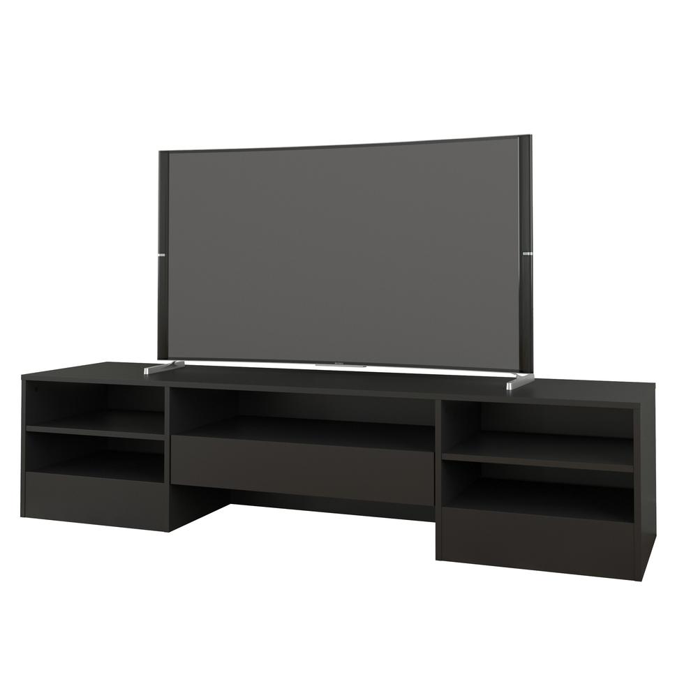 72-Inch Tv Stand With A Drawer, Black. Picture 2