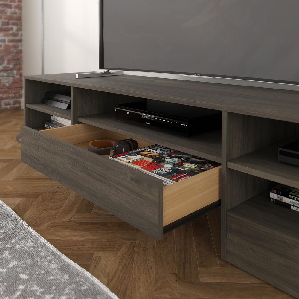 72-Inch Tv Stand With A Drawer, Bark Grey. Picture 4