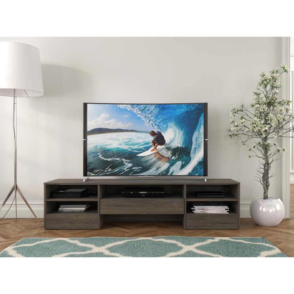 72-Inch Tv Stand With A Drawer, Bark Grey. Picture 3
