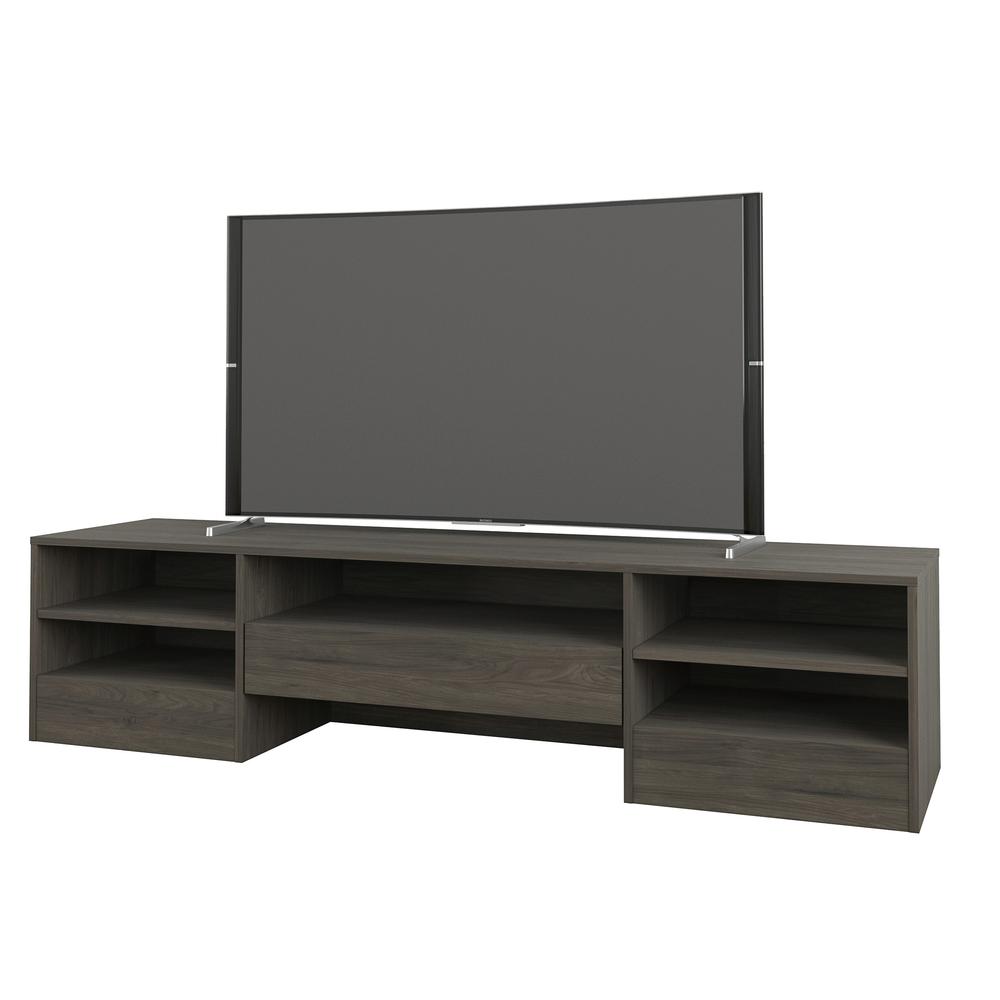 72-Inch Tv Stand With A Drawer, Bark Grey. Picture 2