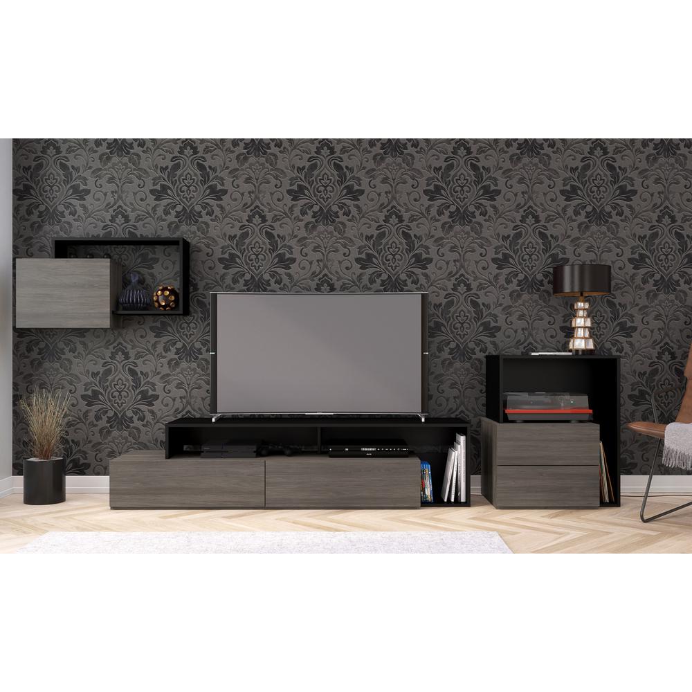 72-Inch Tv Stand With 2 Drawers, Black & Bark Grey. Picture 3