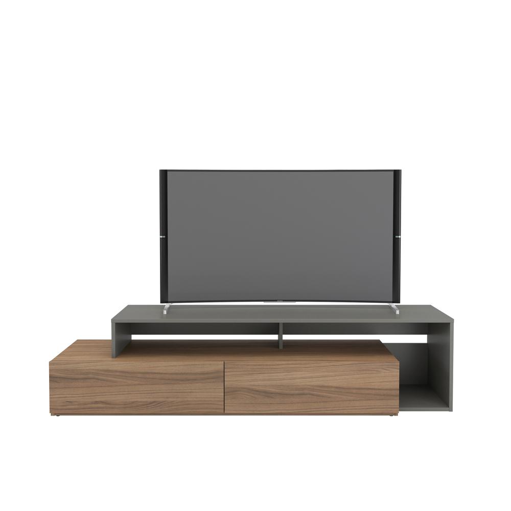 72-Inch Tv Stand With 2 Drawers, Nutmeg & Greige. Picture 2