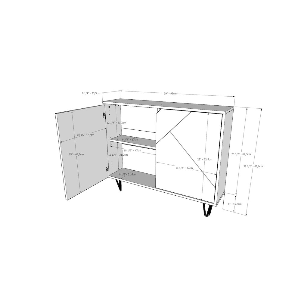 Slim 2-Door Storage Accent Cabinet, Floating And Wall Mount Bar In White. Picture 8