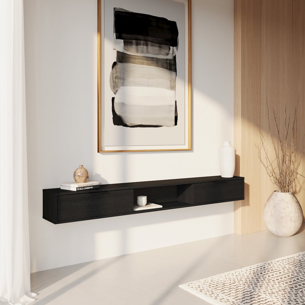 Slim 72” Wall-mounted TV Stand with 2 Storage Cabinets. Picture 7