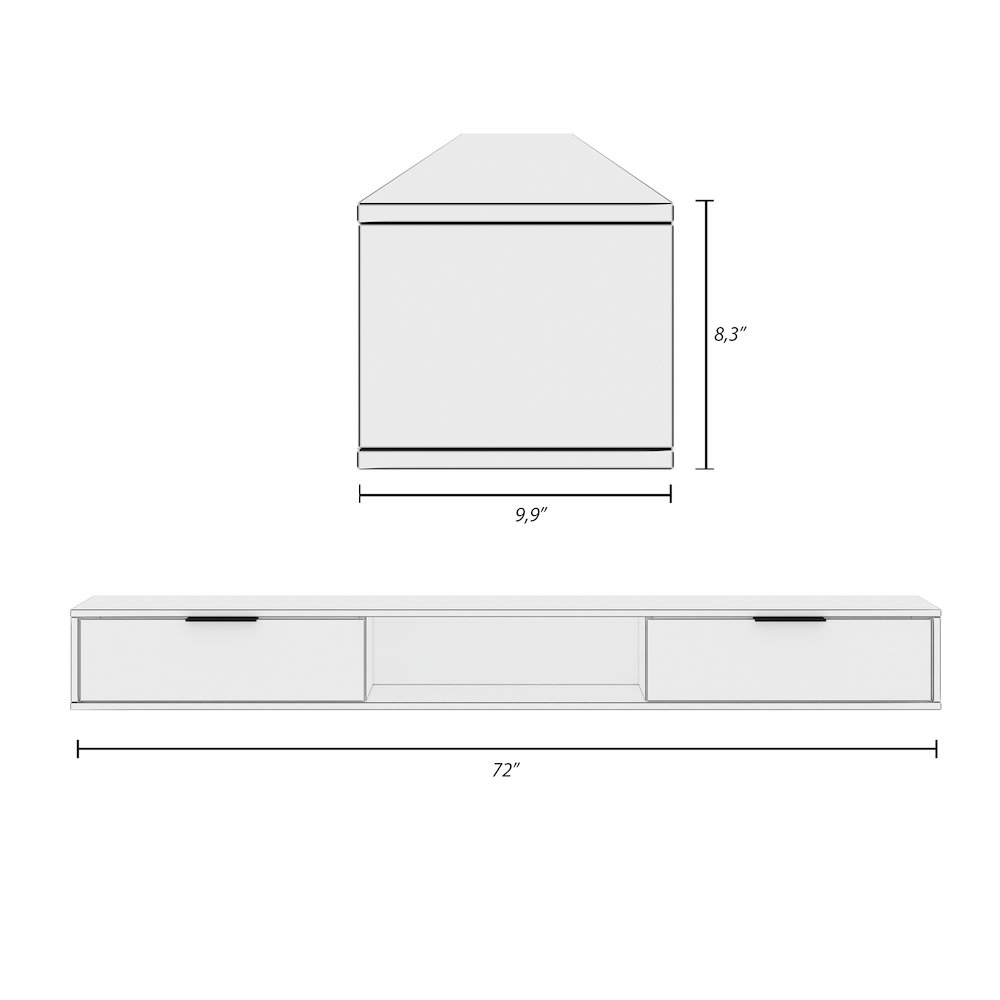 Slim 72” Wall-mounted TV Stand with 2 Storage Cabinets. Picture 10