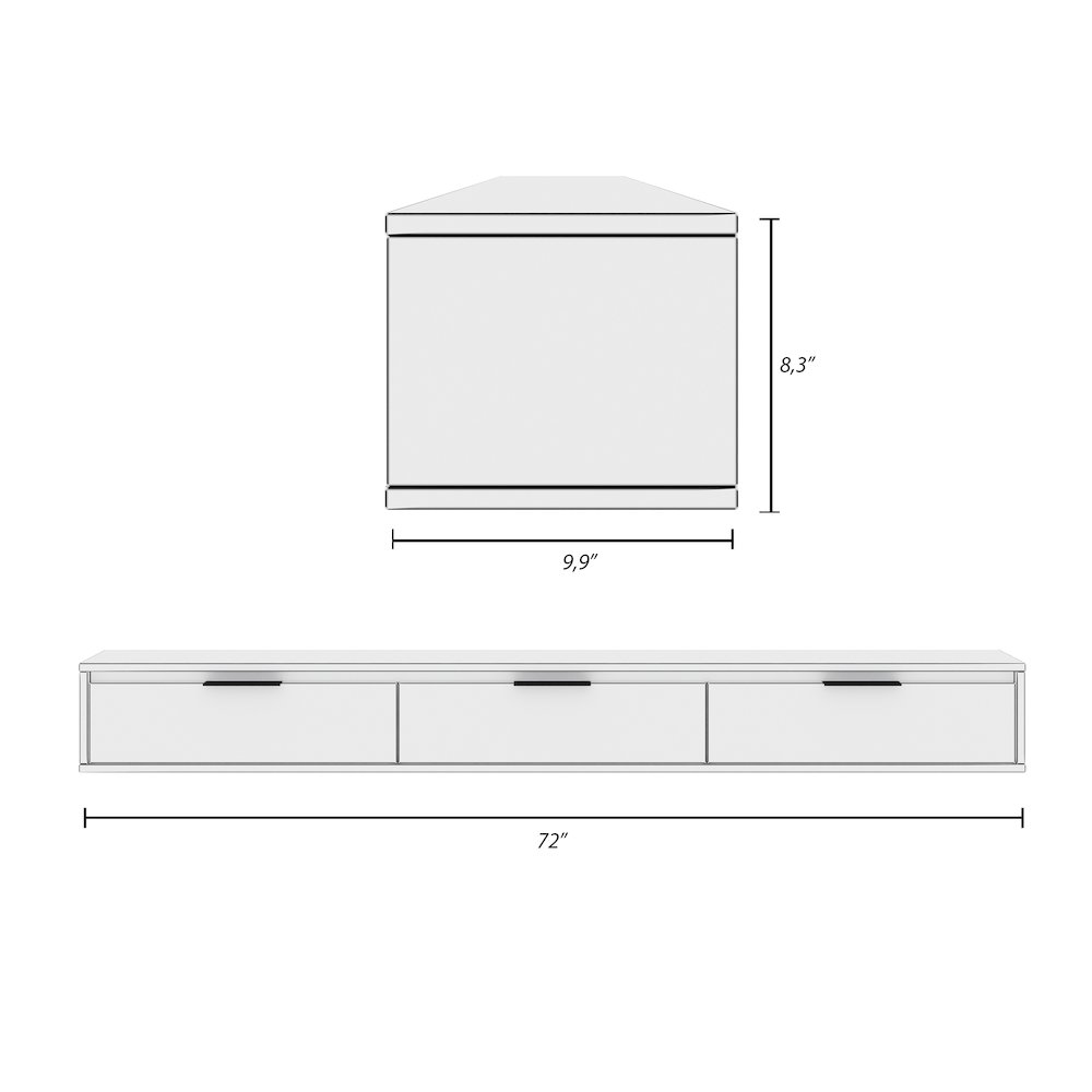 Slim 72” Wall-mounted 3-Door TV Stand with 3 Storage Cabinets. Picture 10