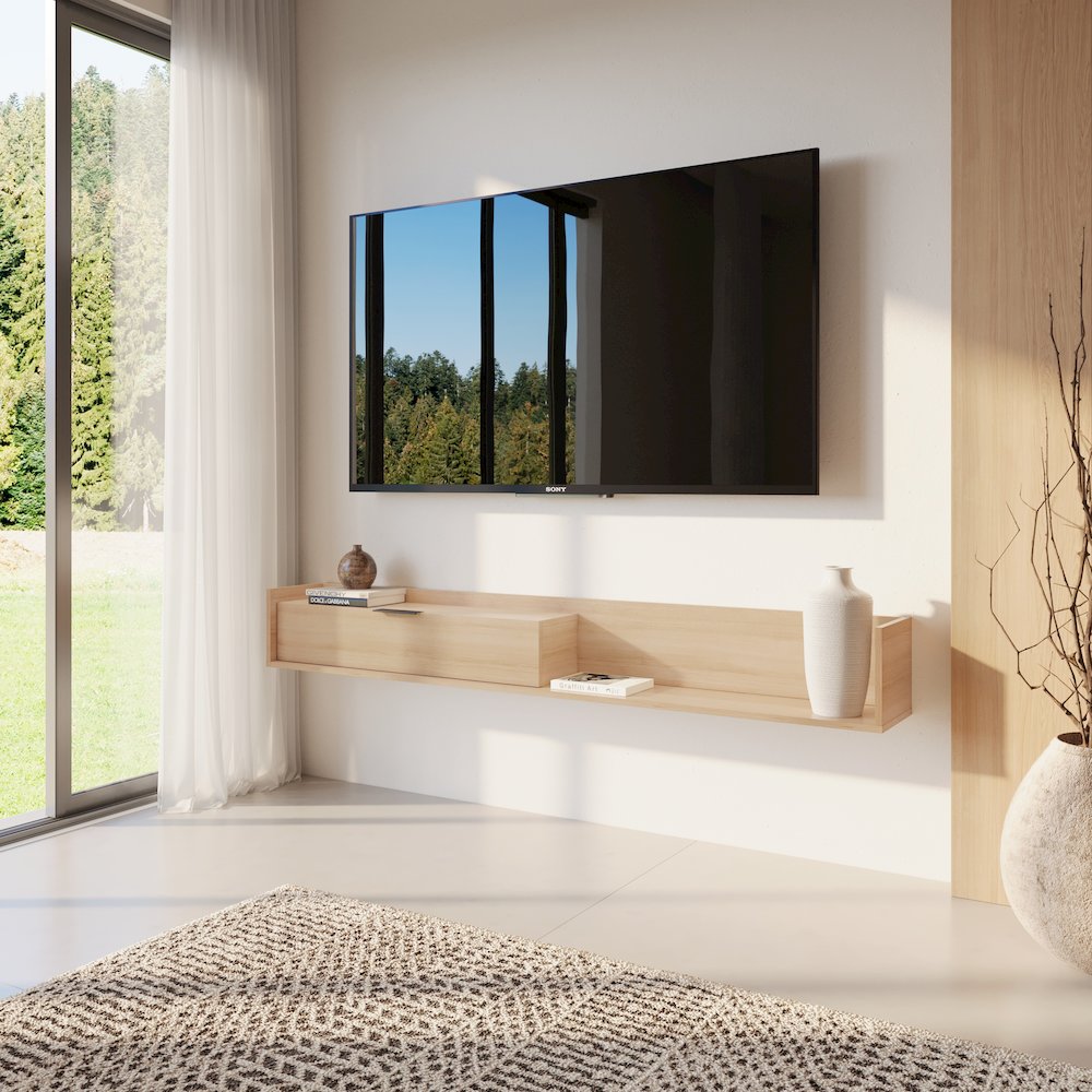 Slim 72” Wall-mounted TV Stand with Storage Cabinet. Picture 8
