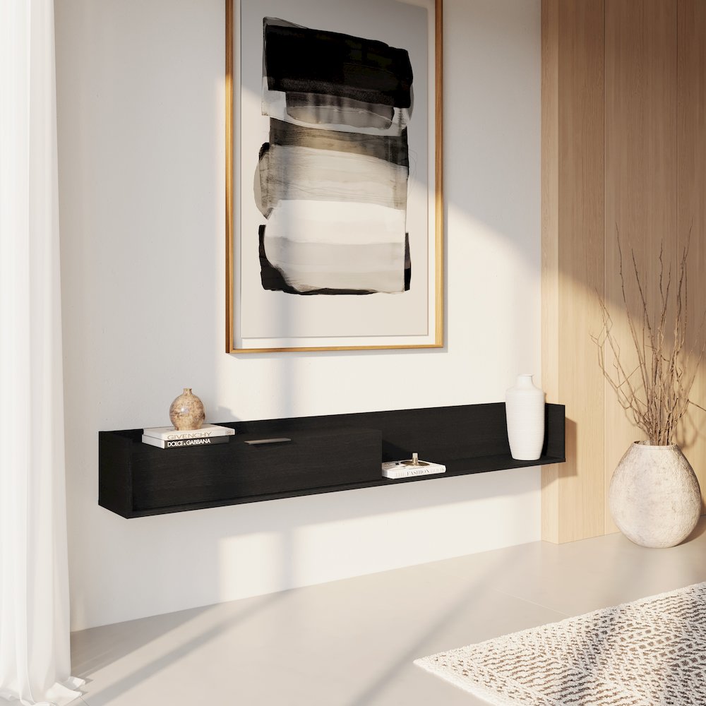 Slim 72” Wall-mounted TV Stand with Storage Cabinet. Picture 7