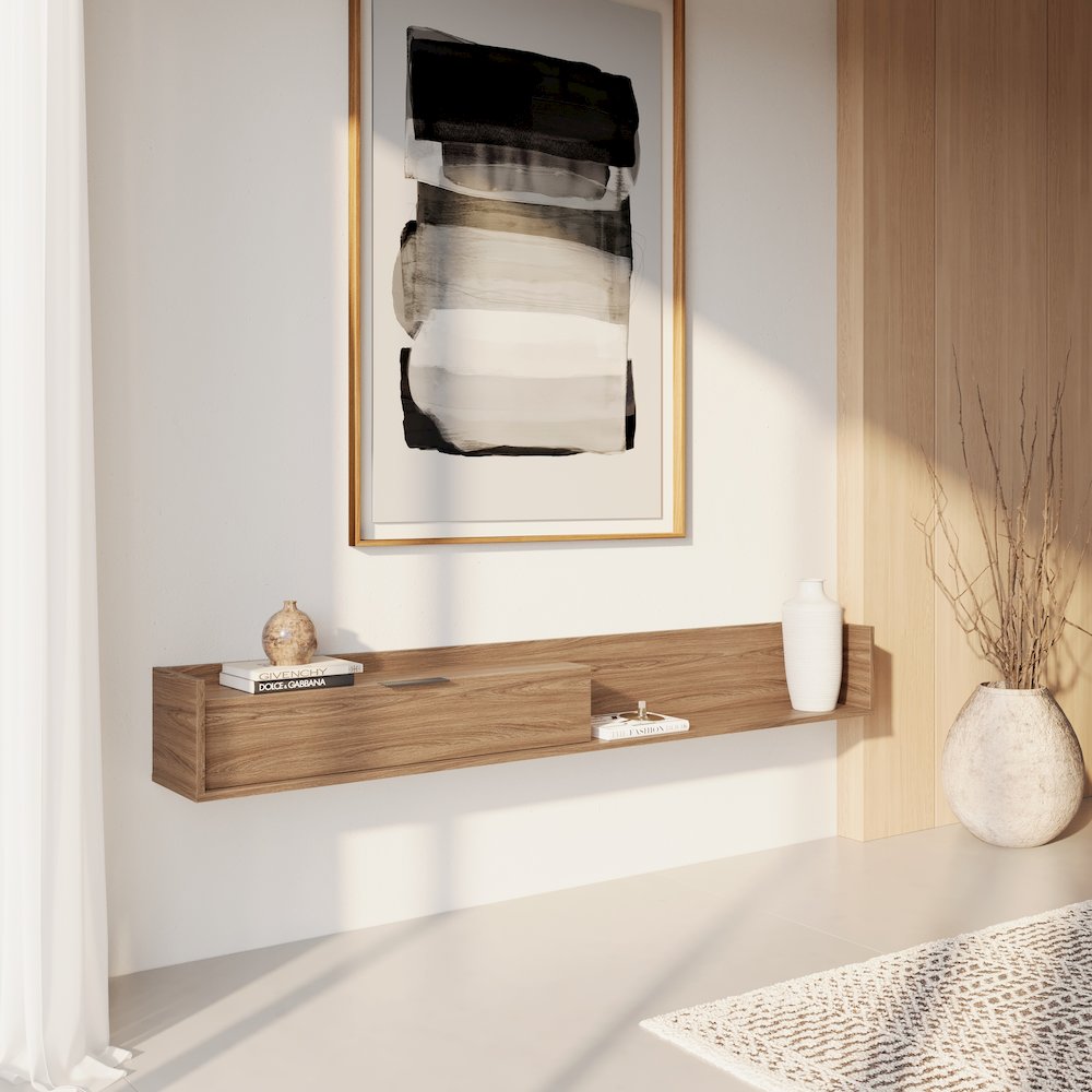 Slim 72” Wall-mounted TV Stand with Storage Cabinet. Picture 7