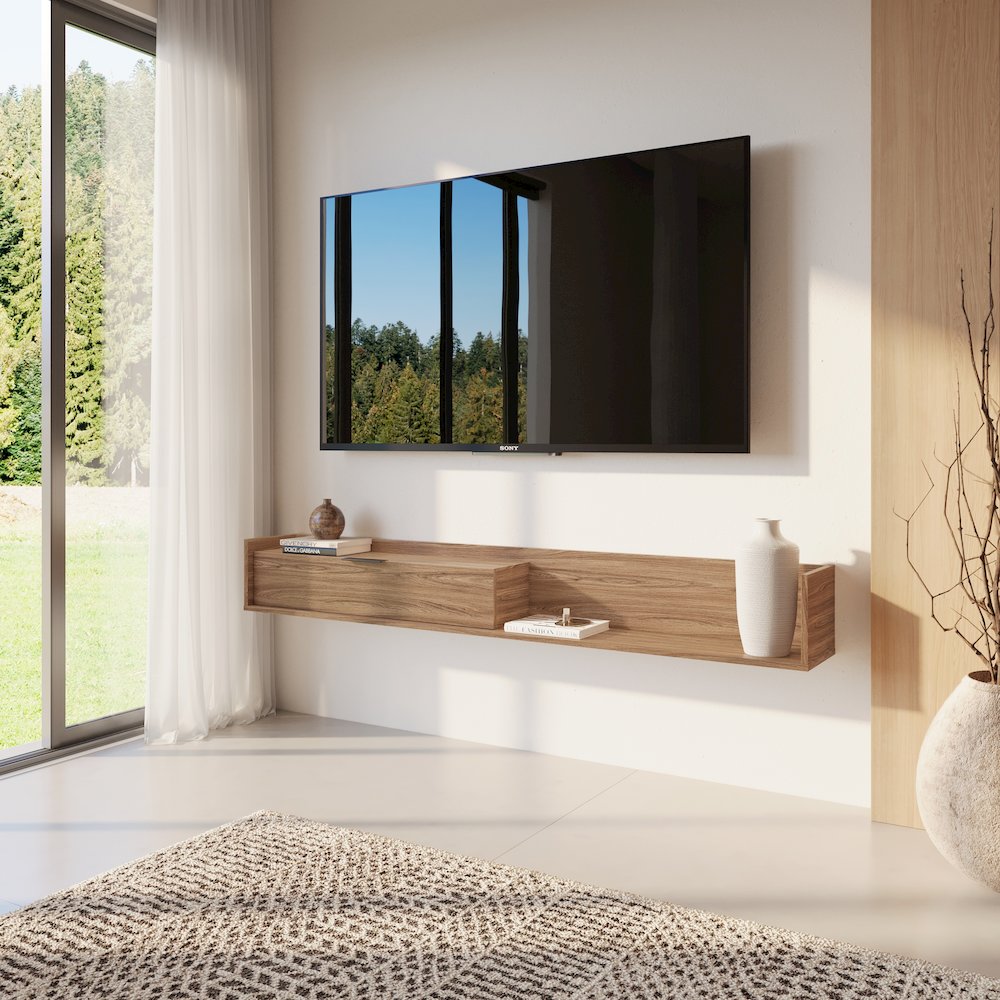 Slim 72” Wall-mounted TV Stand with Storage Cabinet. Picture 5