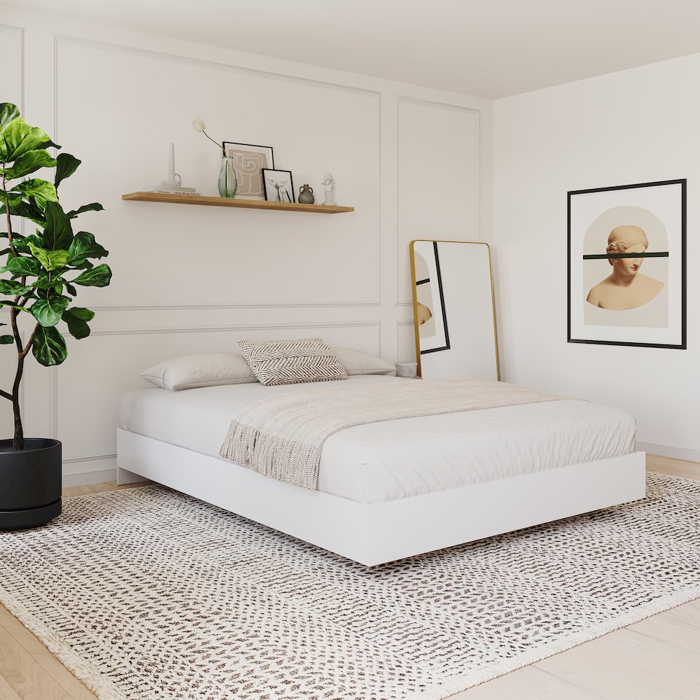 Platform Bed Frame, Full|White. Picture 4