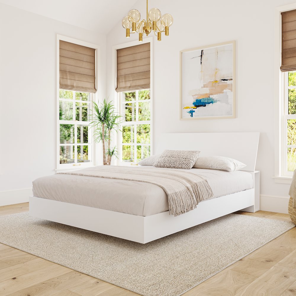 2-Piece Bedset With Bed Frame And Headboard, Queen|White. Picture 3