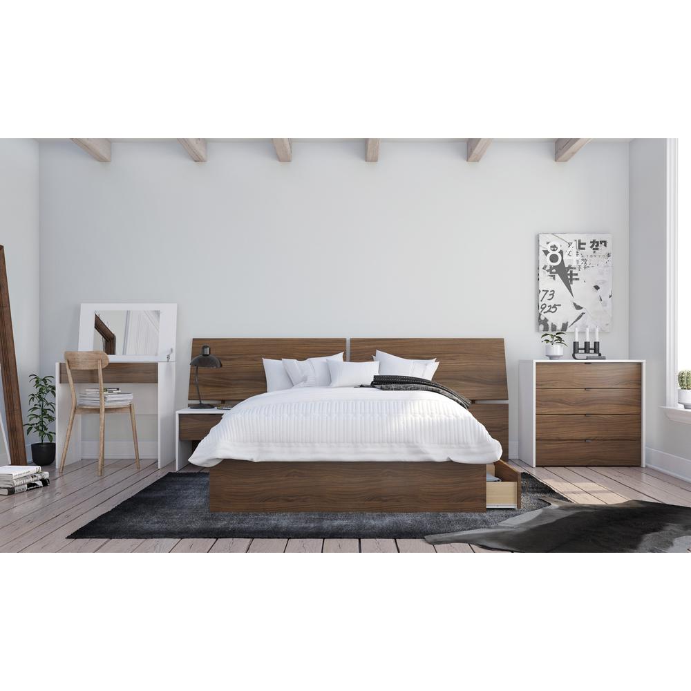 4-Drawer Dresser Chest, White & Walnut. Picture 3